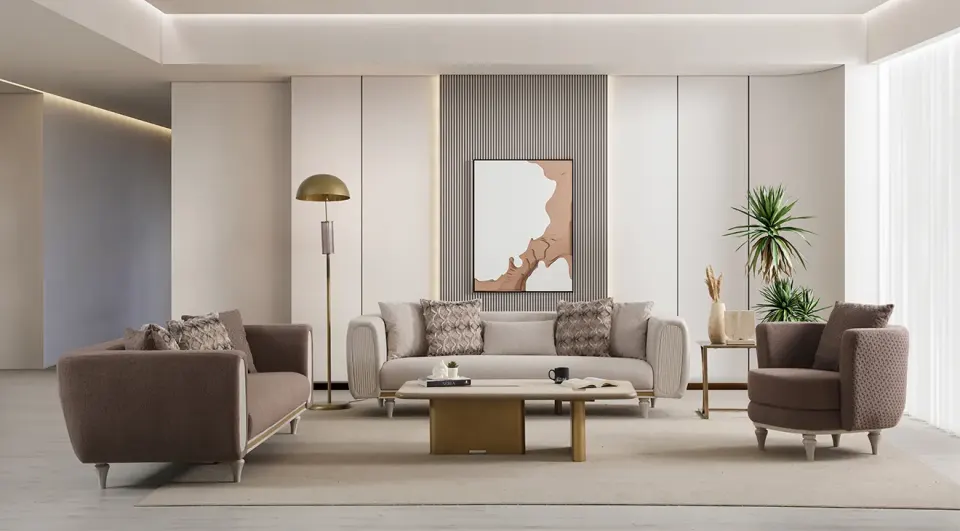 Lisbon Wooden Leg Sofa Set