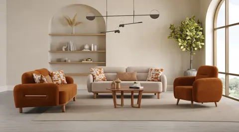 Prada Wooden Leg Sofa Bed Set