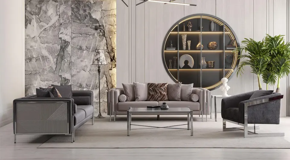Hürrem Metal Leg Sofa Set