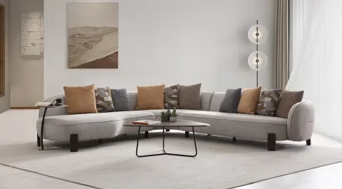 Venus Modern Corner Sofa Set with Wooden Legs