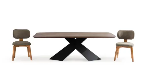 Gusta Walnut Table with Metal Legs