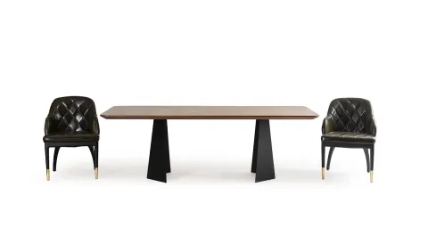 Monaco Walnut Table with Metal Legs