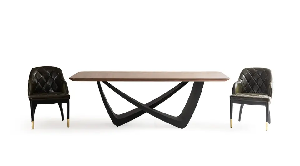 Navoli Walnut Table with Metal Legs