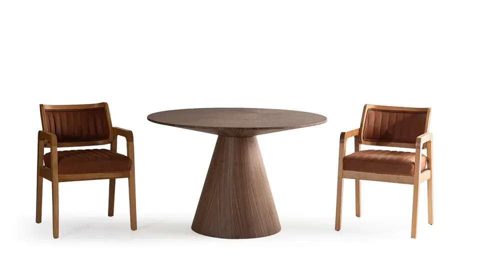 Prague Round Walnut Table
