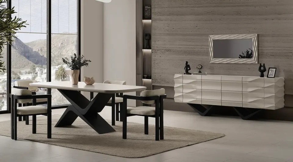 Dolunay Metal Legged Dining Room Set
