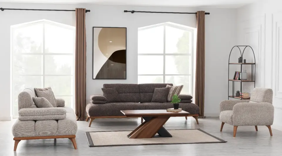 Monza Wooden Legged Sofa Set