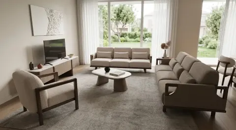 Wood Leg Modern Sofa Set