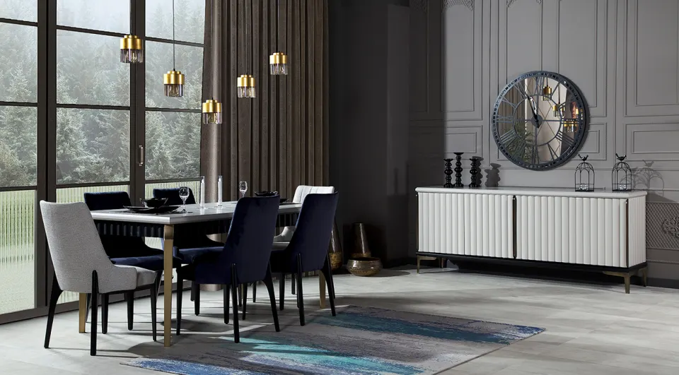 Nirvana Wooden Leg Modern Dining Room Set