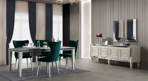 Bornova Art Deco Moonstone Dining Room Set