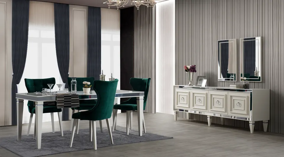 Bornova Art Deco Moonstone Dining Room Set