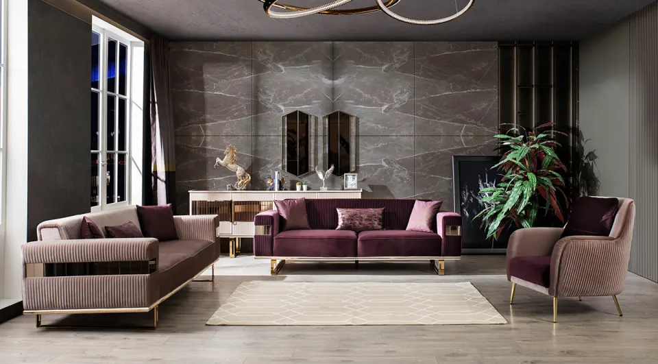 Viella  Metal Leg Sofa Set