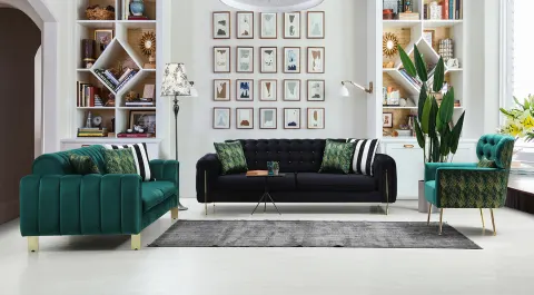 Helena  Metal Leg Sofa Set
