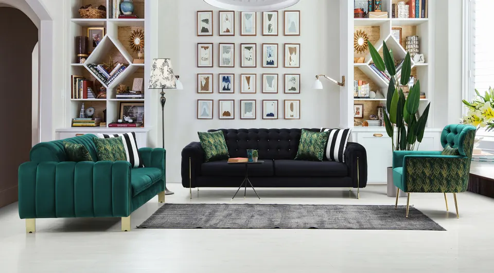Helena  Metal Leg Sofa Set