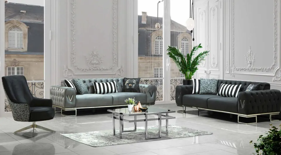 Valencia  Metal Leg Sofa Set