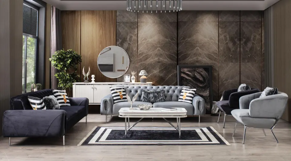 Palazzo  Metal Leg Sofa Set