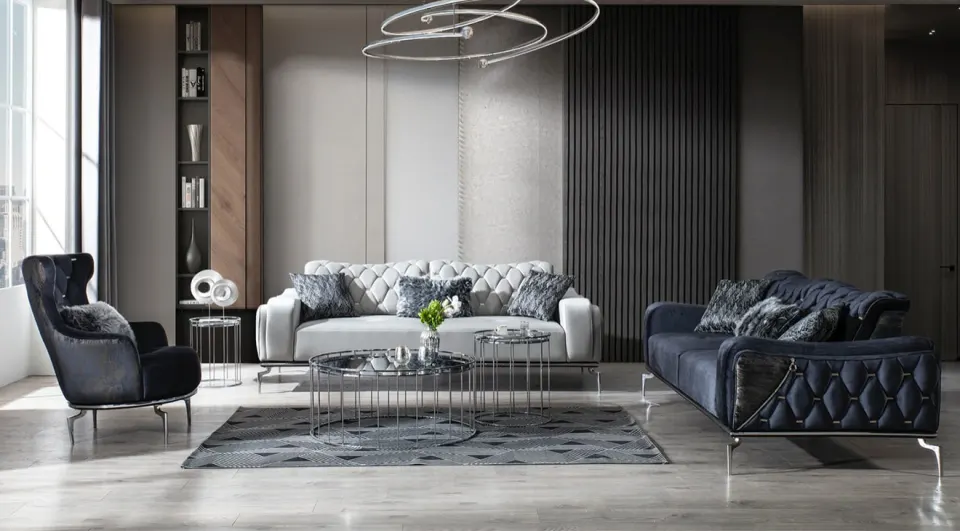Rozzi  Metal Leg Sofa Set