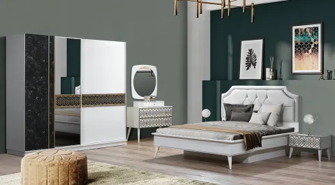 Bergama Sliding Door Bedroom Set (Moonstone)