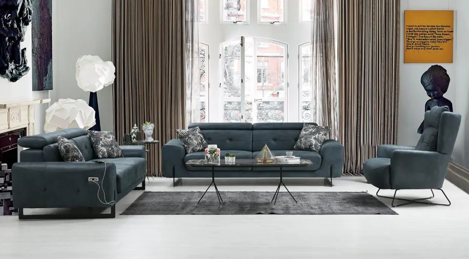 Flora Metal Leg Motorized USB Input Sofa Set