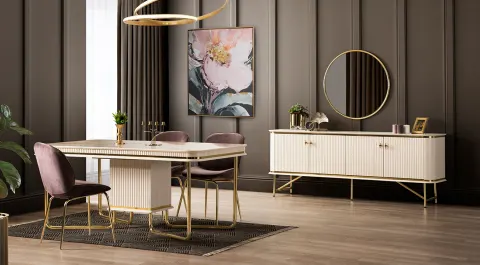 Keps Metal Leg Dining Room Set