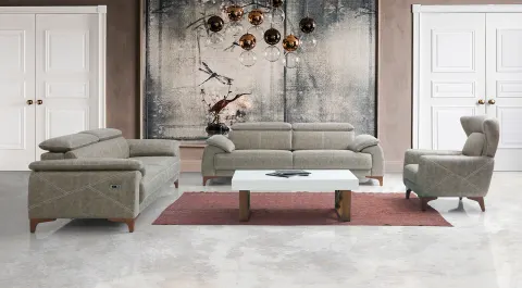 Oscar Motorized USB Input Sofa Set (Cream)