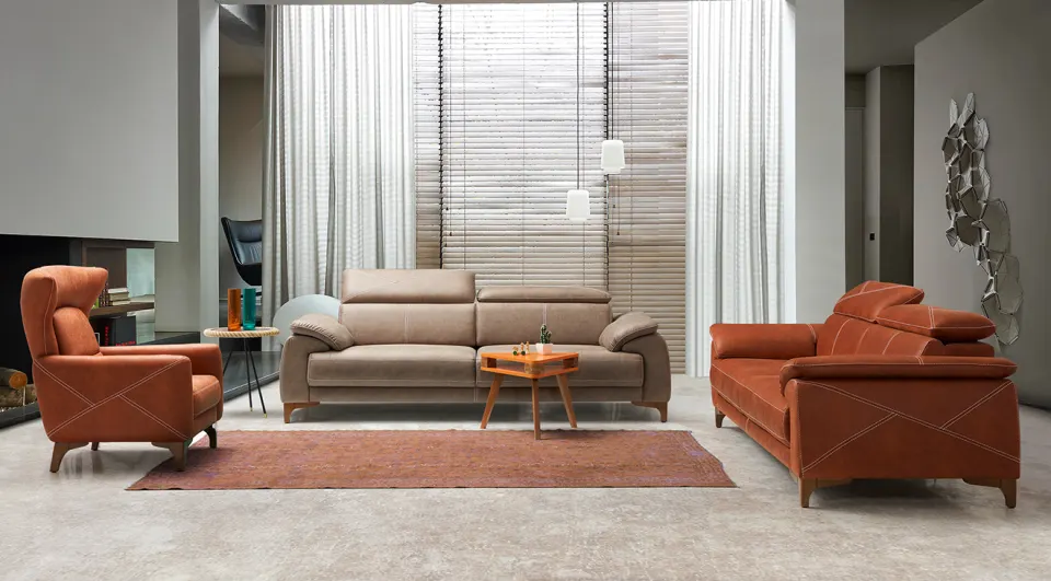 Oscar Motorized USB Input Sofa Set (Turuncu)