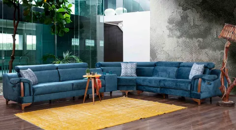 Rio Motorized Sound System USB Input Corner Sofa Set 2
