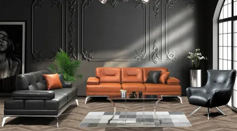 Yıldız  Metal Leg Sofa Set