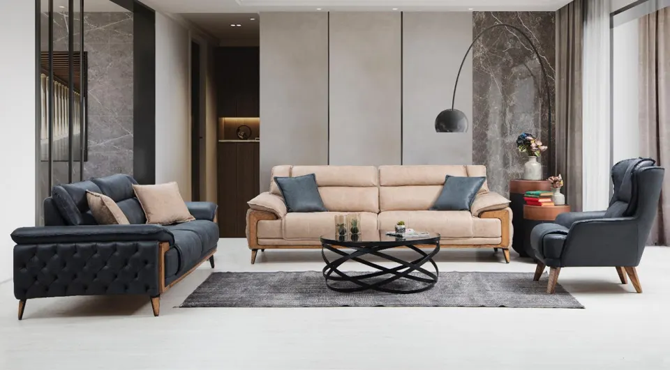 Rolex Wooden Leg Sofa Set
