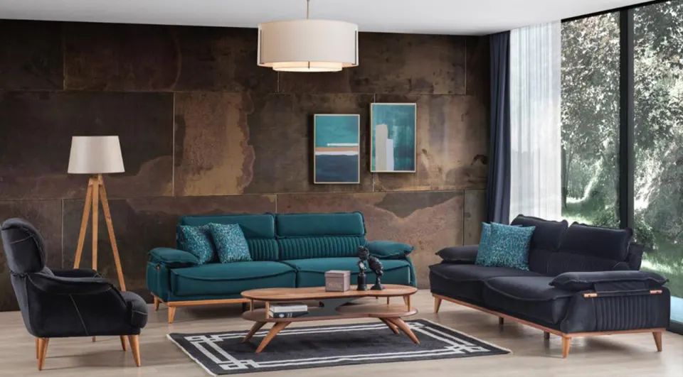 Duru  Wooden Leg Sofa Set