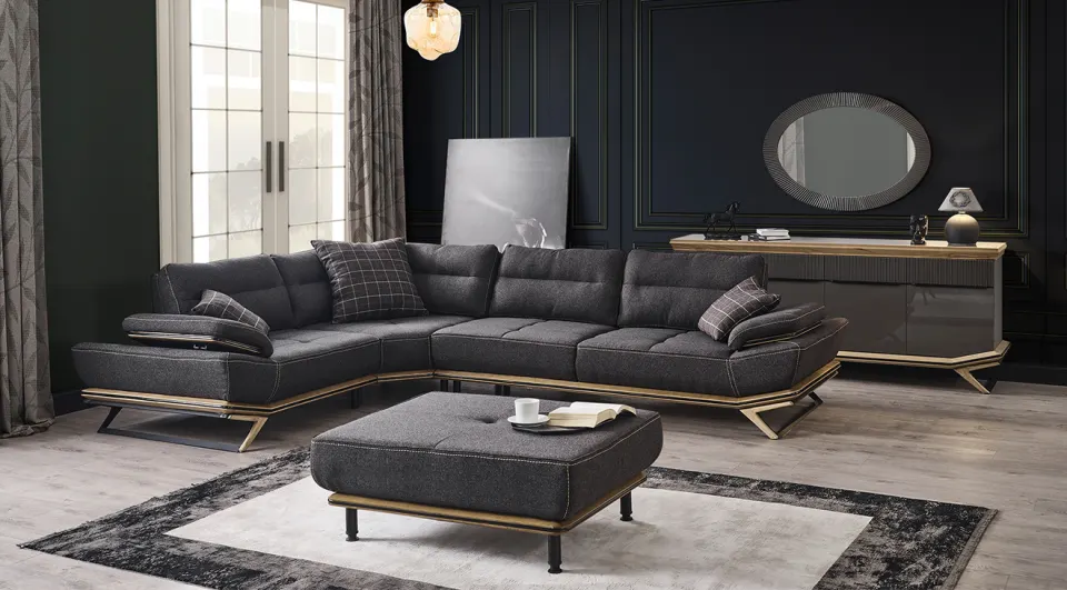 Wow Gold Ayaklı Corner Sofa Set