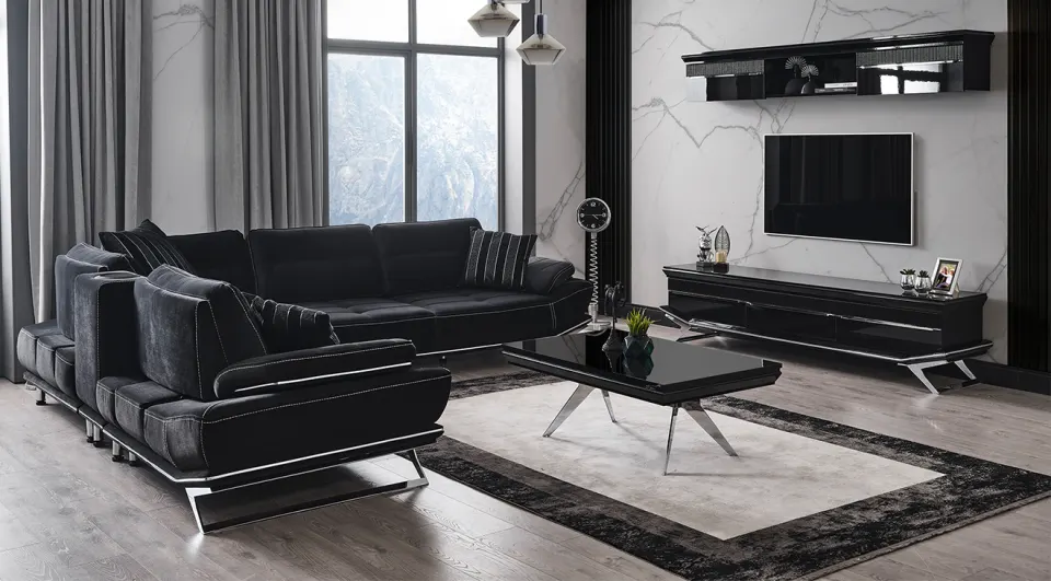 Wow Metal Leg Corner Sofa Set