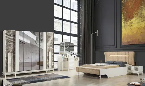 Okyanus Mermer Desenli 6 Door Bedroom Set