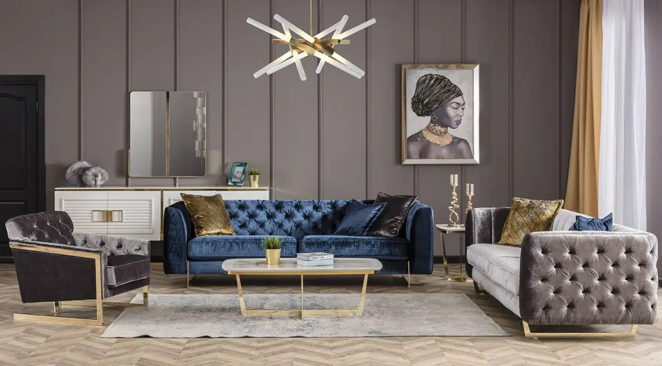 Gloria Metal Leg Sofa Set