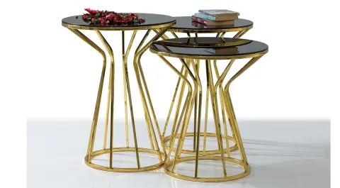 Atlantis Gold Side Table (Metal Leg)