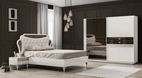 Jaguar Sliding Door  Bedroom Set (White)