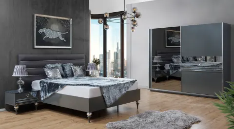 Puma Sliding Door Bedroom Set (Anthracite)