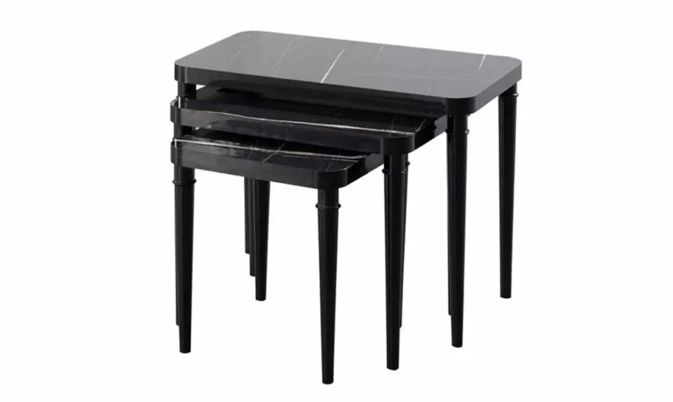 Biblo Side Table (Black Marble Pattern)