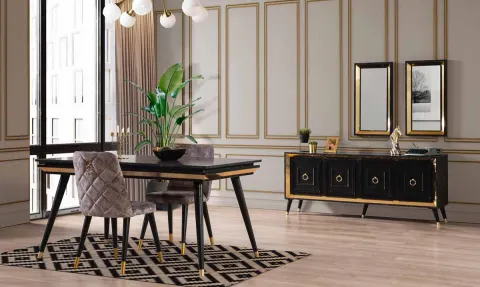 Zena Art Deco Black Dining Room Set