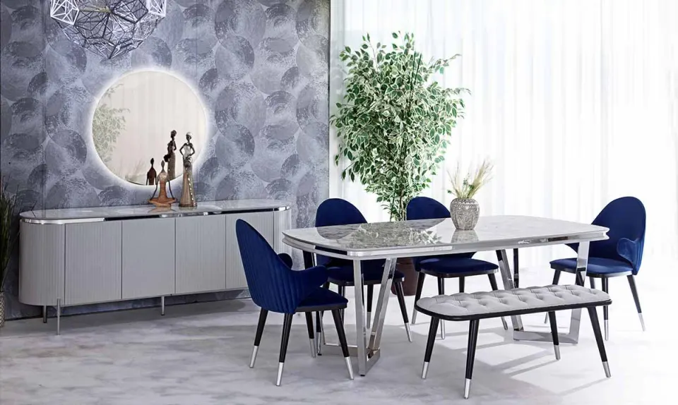Tesla Metal Leg Sis Grisi Dining Room Set