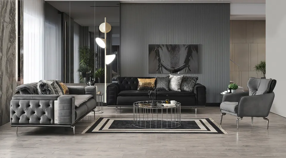 İtalya  Metal Leg Sofa Set