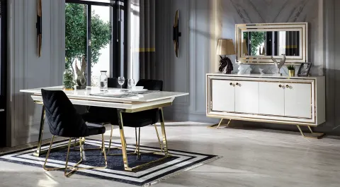 Palermo Metal Leg Dining Room Set (White)