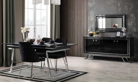 Lacos Metal Leg Dining Room Set (Black)