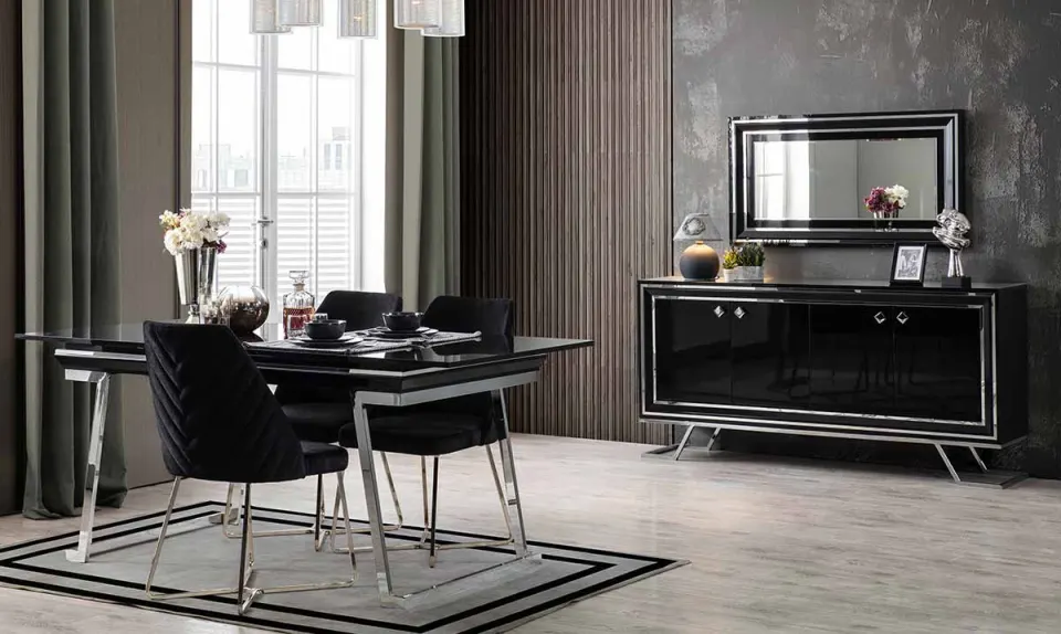 Lacos Metal Leg Dining Room Set (Black)
