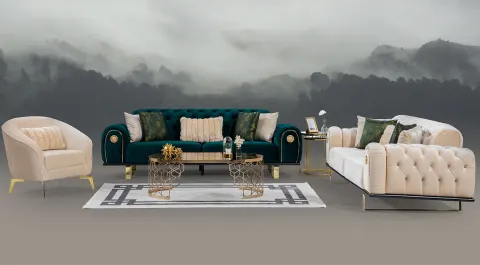 Mira  Gold Metal Leg Sofa Set