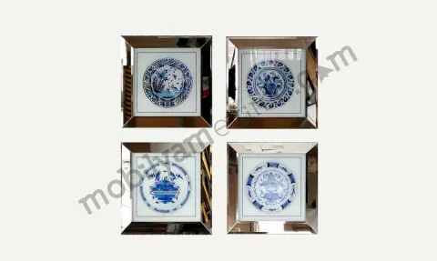 Blue Black Mirror Framed Painting