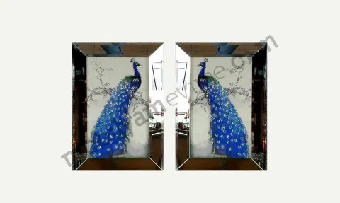 Glittery Peacock Mirror Framed Painting