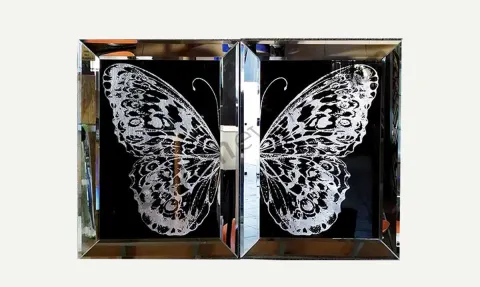 Leather Butterfly Mirror Framed Painting