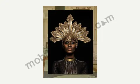 Gold Crowned Woman Painting with Mirror Frame