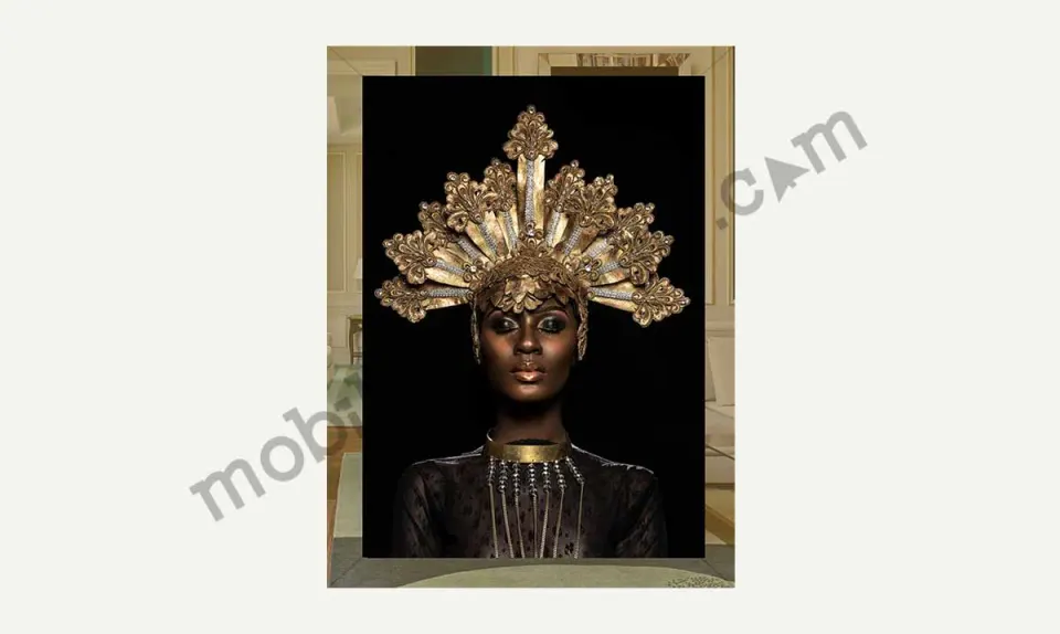 Gold Crowned Woman Painting with Mirror Frame
