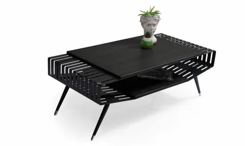 Zeus Black Coffee Table (Metal Leg) 